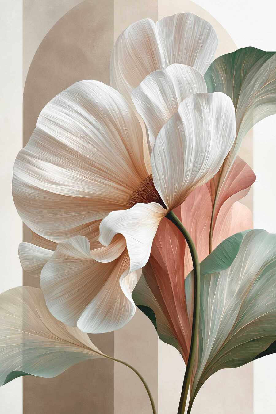 Flor branca e folhagem — design completo