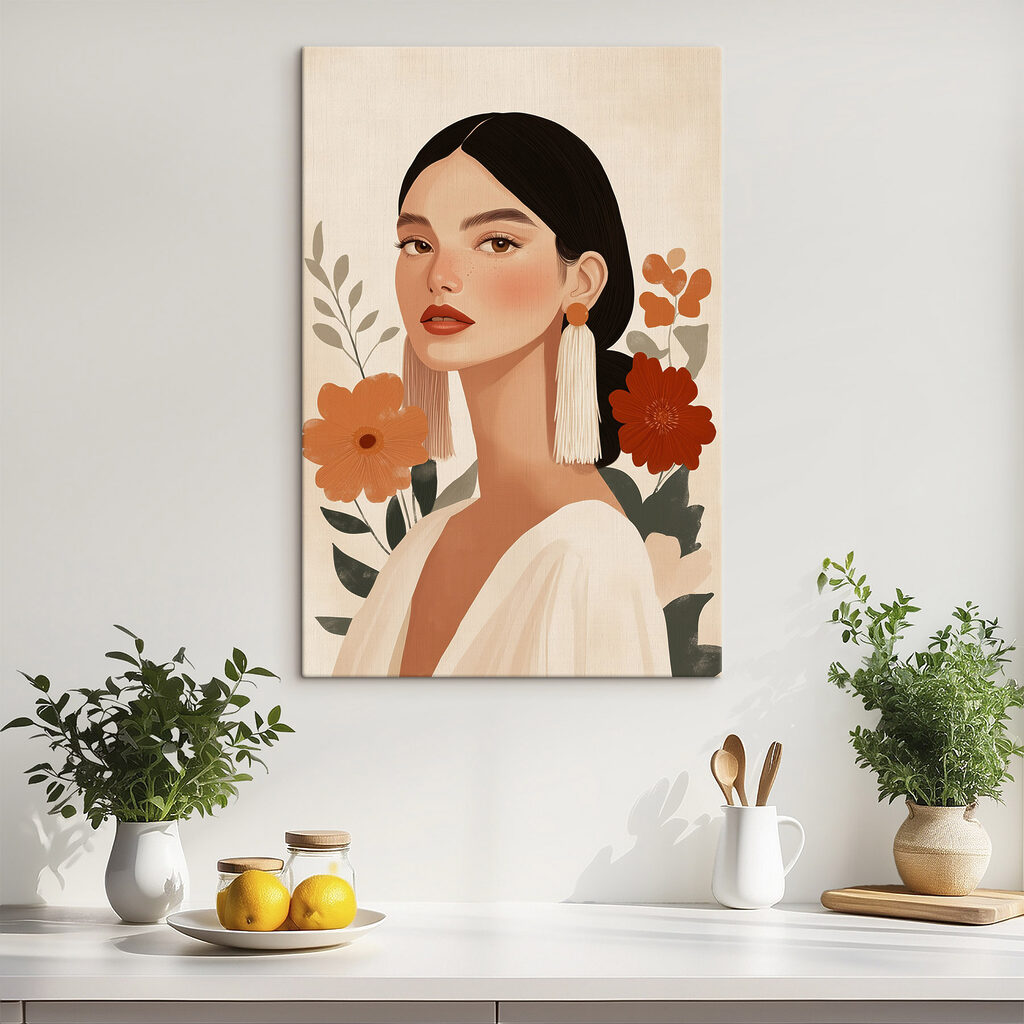 Mulher entre flores laranja — interior 2