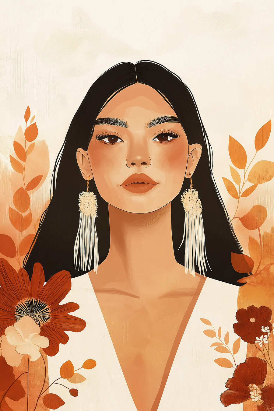 Mulher de brincos compridos — design completo