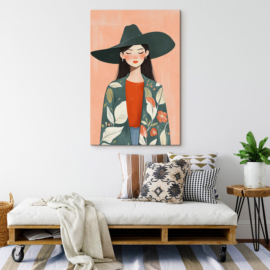 Mulher de casaco florido — interior 2