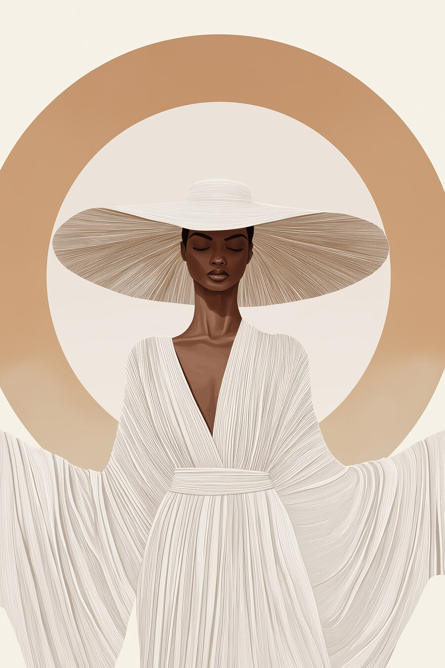 Chapéu branco sobre vestido — design completo