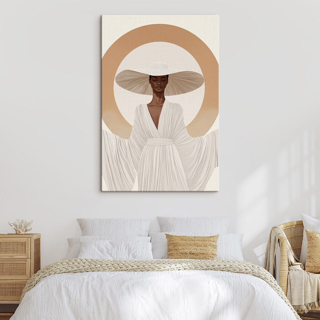 Chapéu branco sobre vestido — interior 2