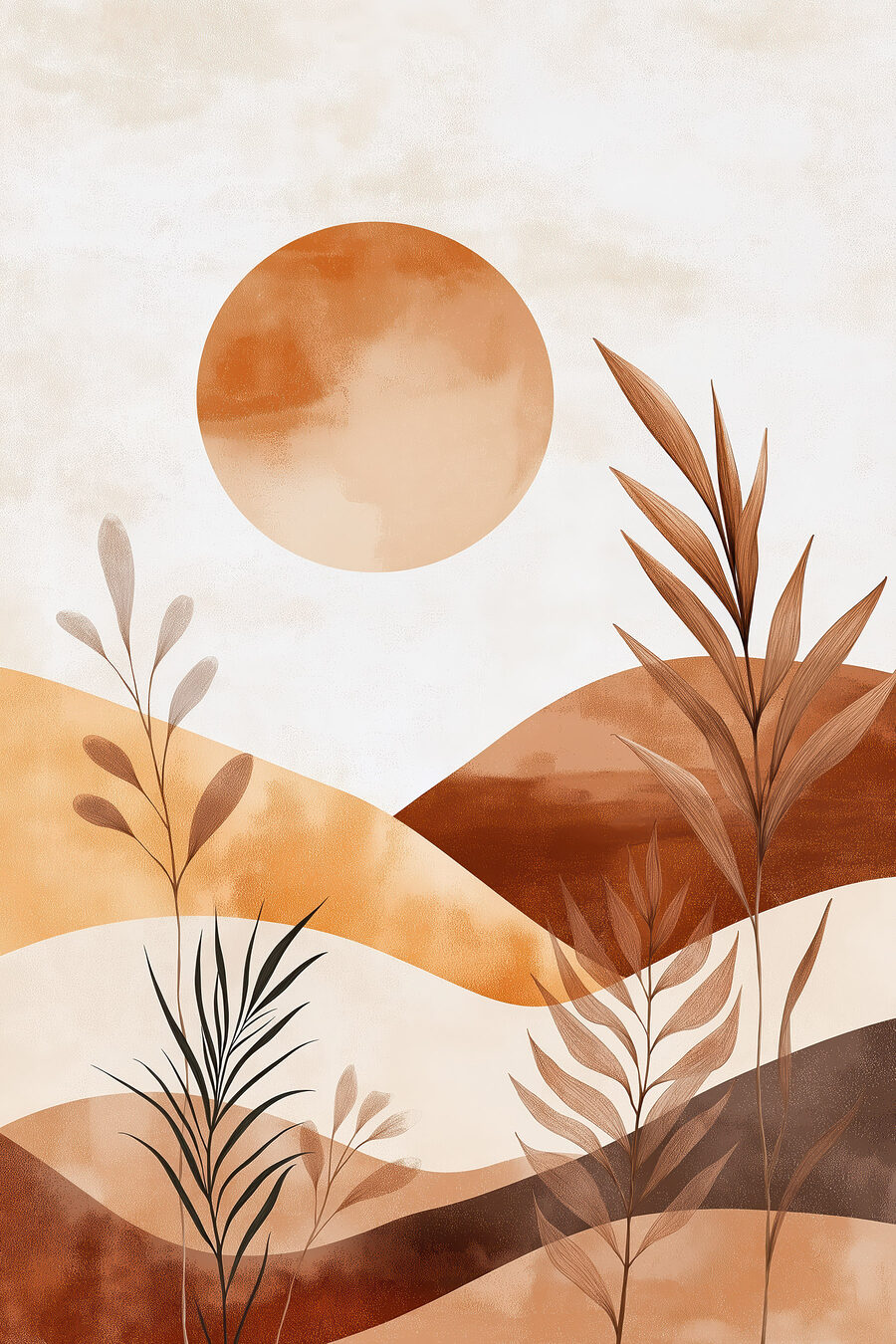 Sol ocre sobre folhas — design completo
