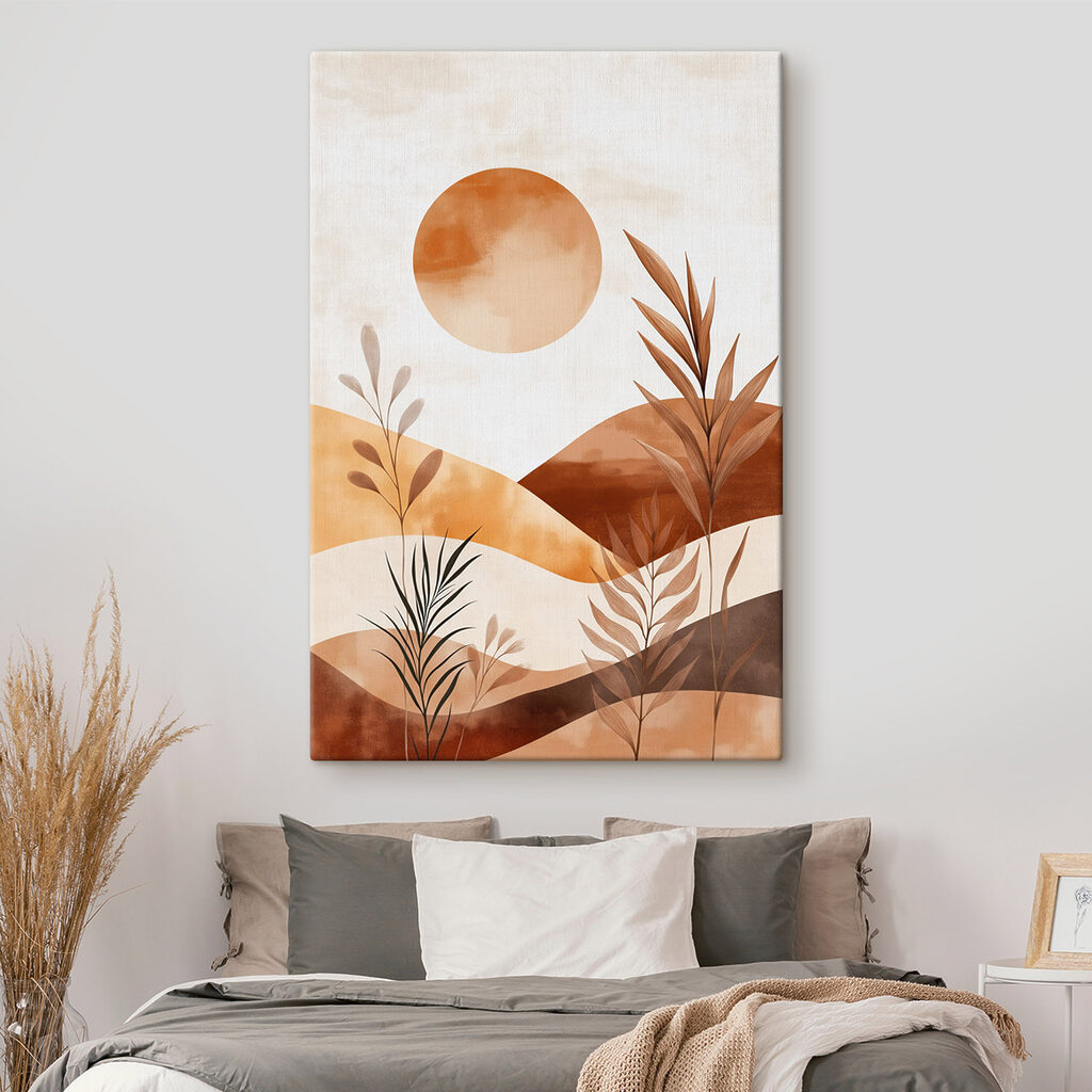 Sol ocre sobre folhas num interior