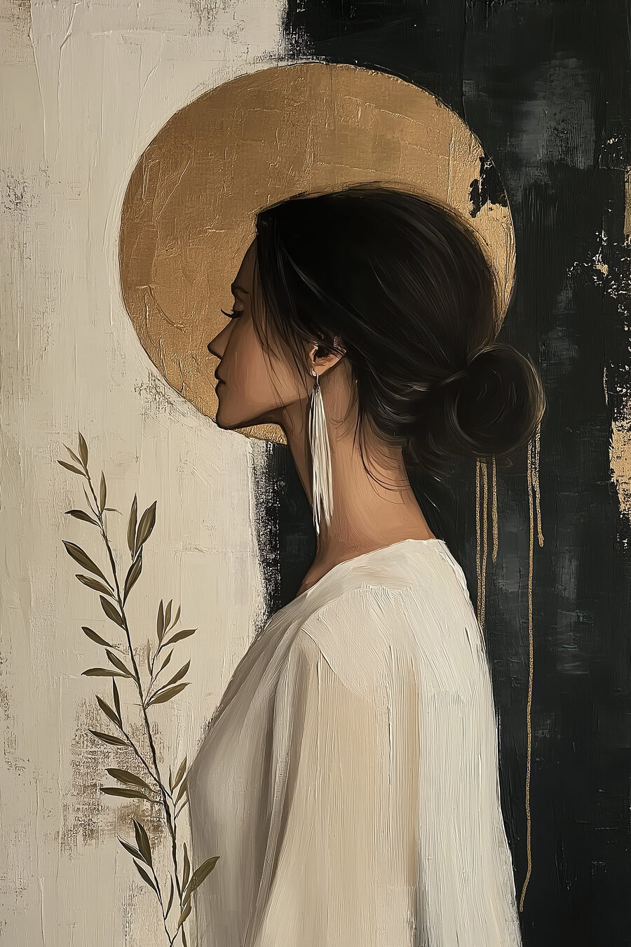 Perfil com círculo dourado — design completo