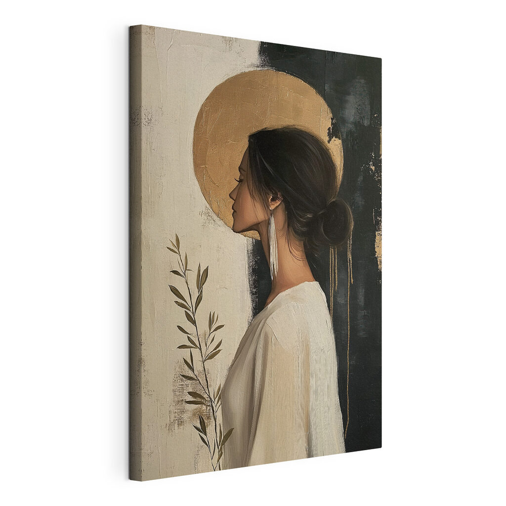 Perfil com círculo dourado, tela esticada e borda contínua