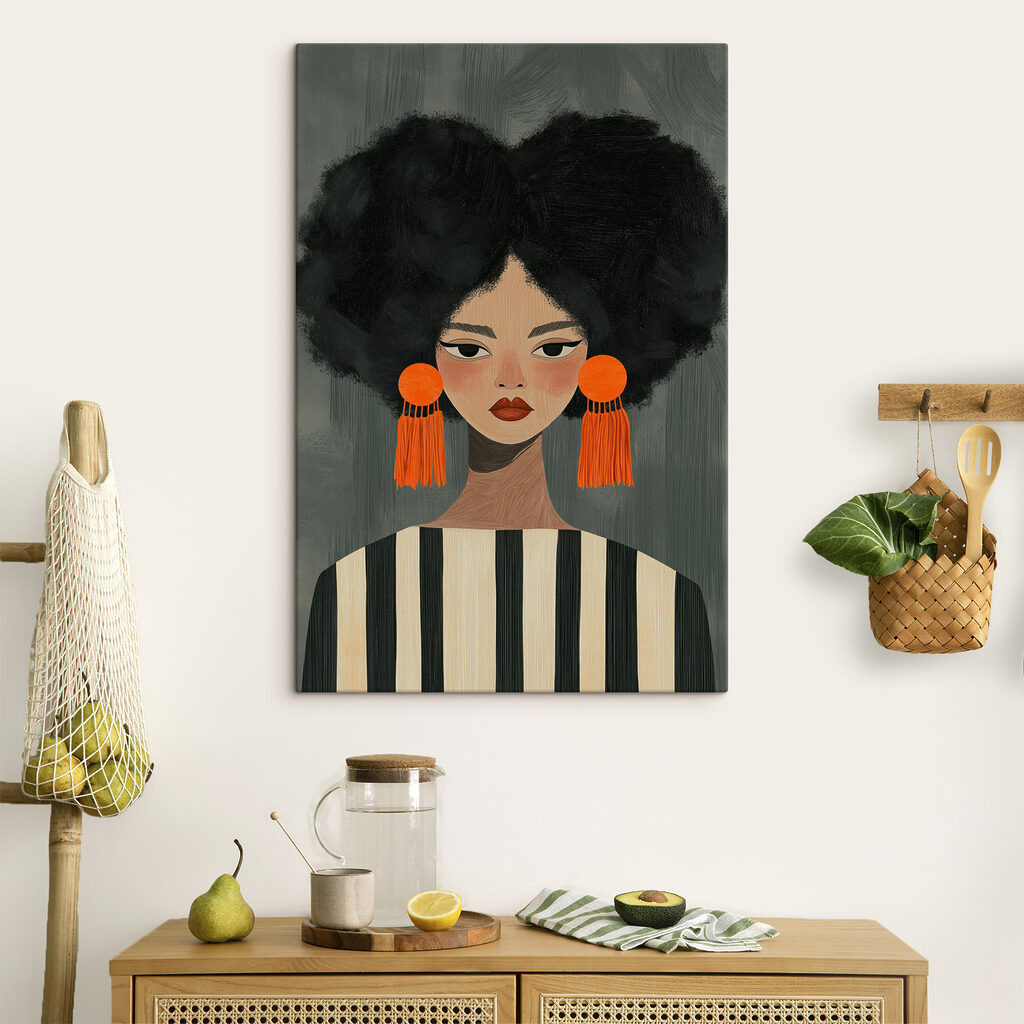 Brincos laranja e riscas — interior 2