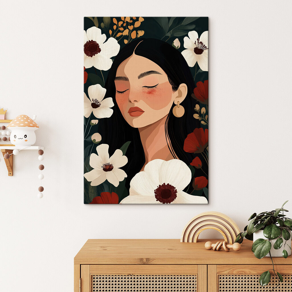 Mulher entre flores creme — interior 2