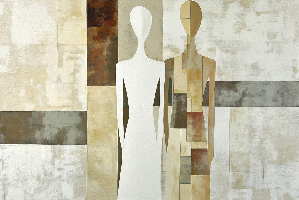 Duas figuras em tintas — design completo