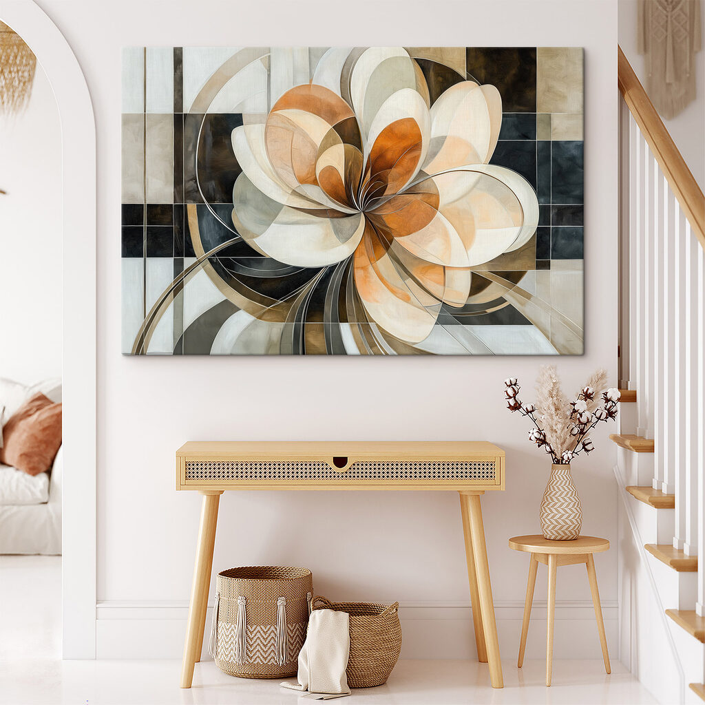 Flor geométrica em ocre — interior 2