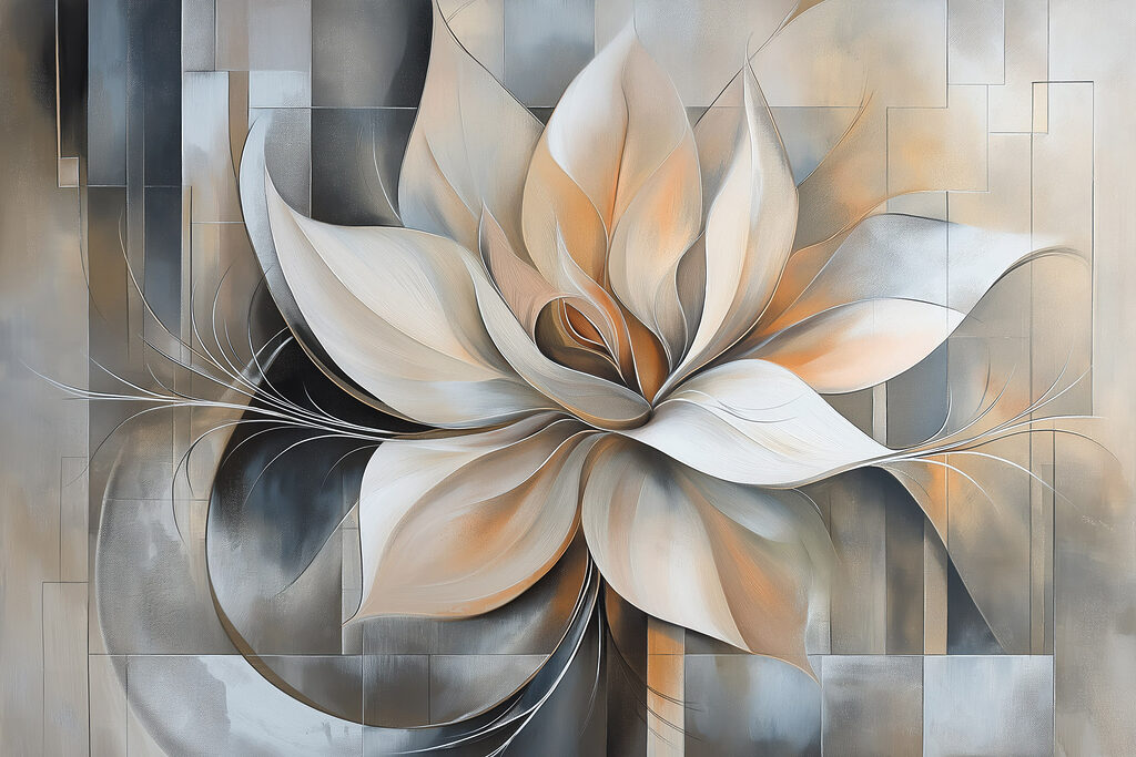Flor em azul-acinzentado — design completo