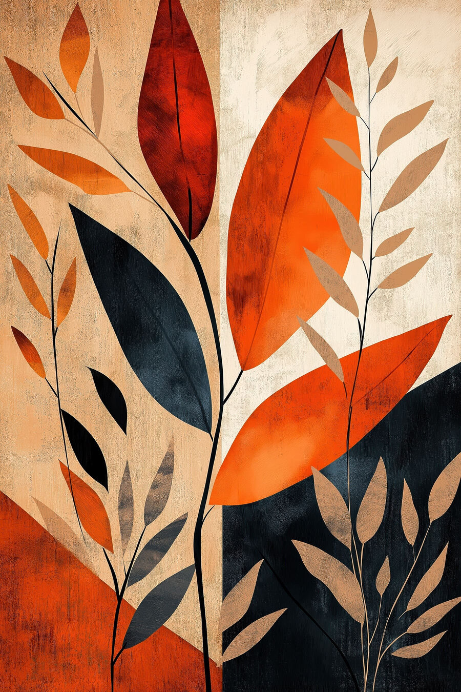 Folhas laranja e escuras — design completo