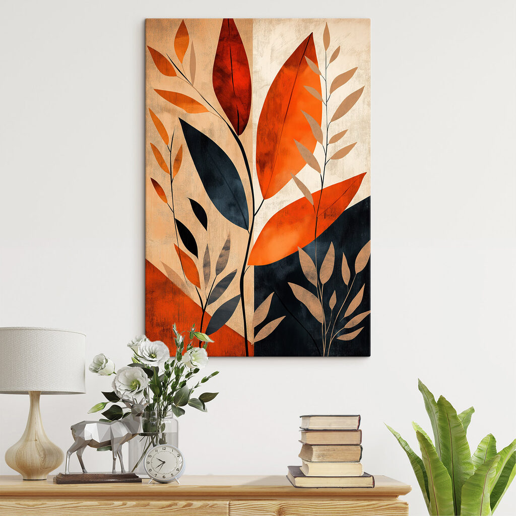 Folhas laranja e escuras — interior 2