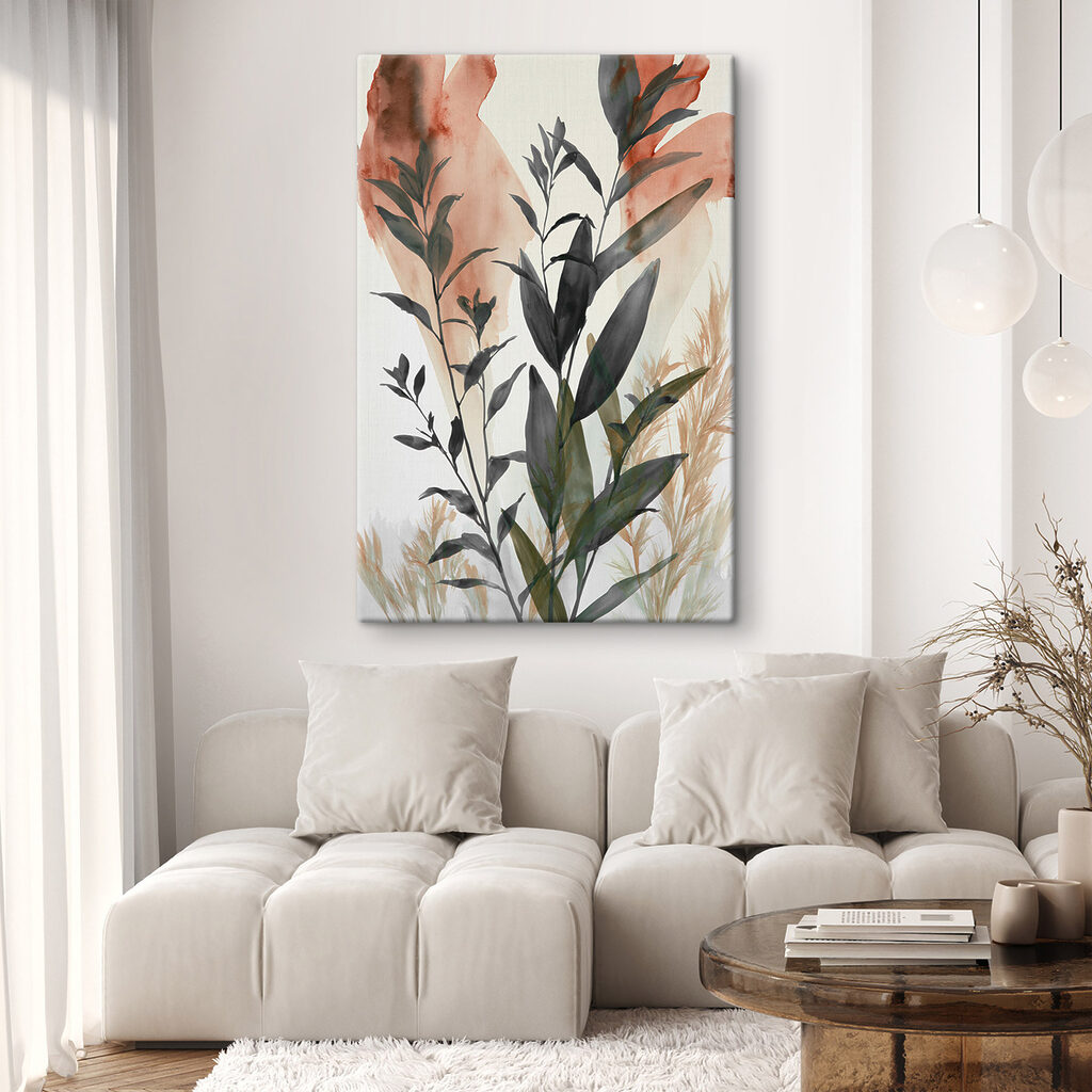 Folhas escuras em rosa — interior 1