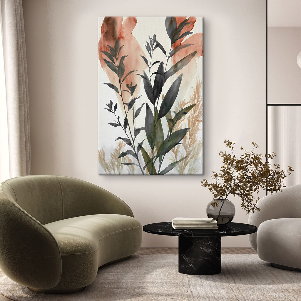 Folhas escuras em rosa — interior 3