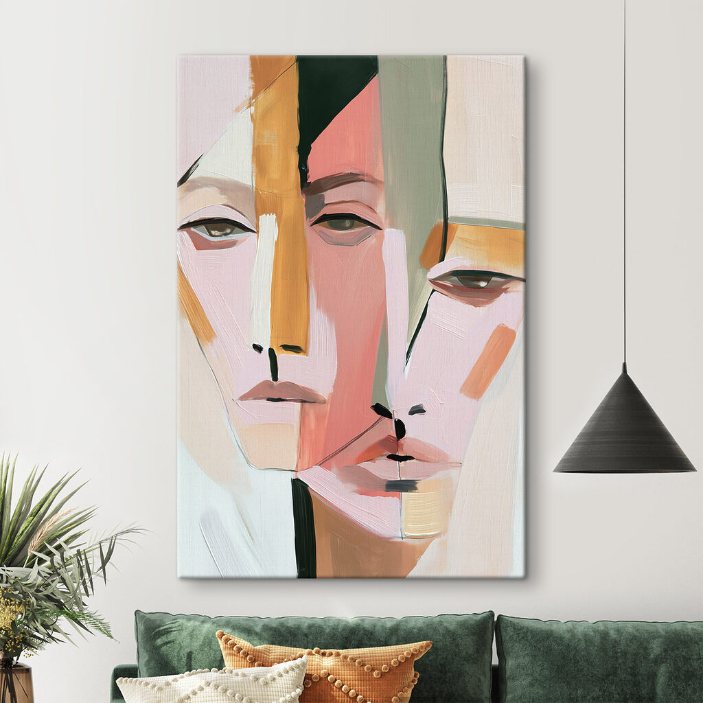 Rosto em tons pastel — interior 1