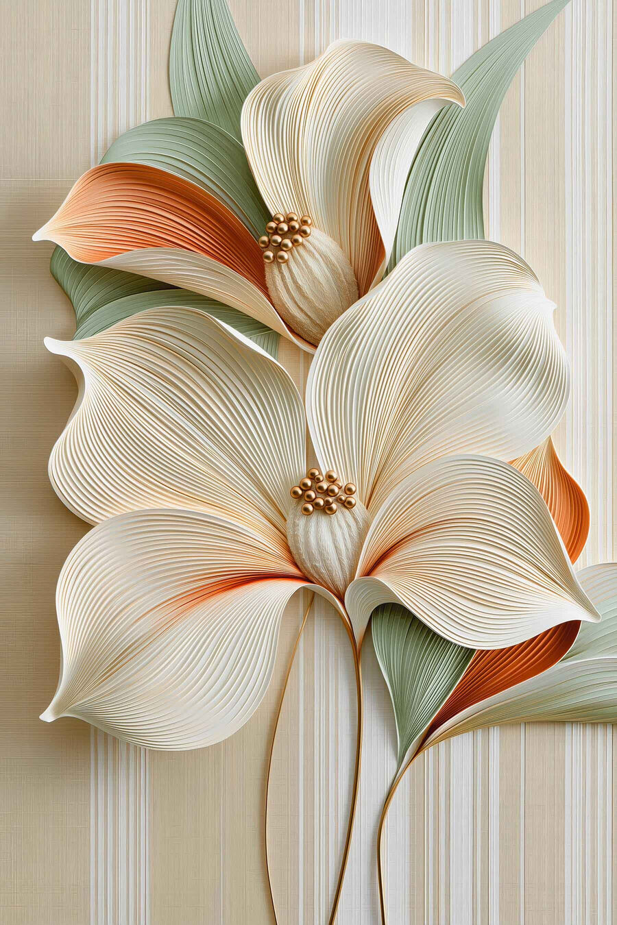 Flores em folhas curvas — design completo
