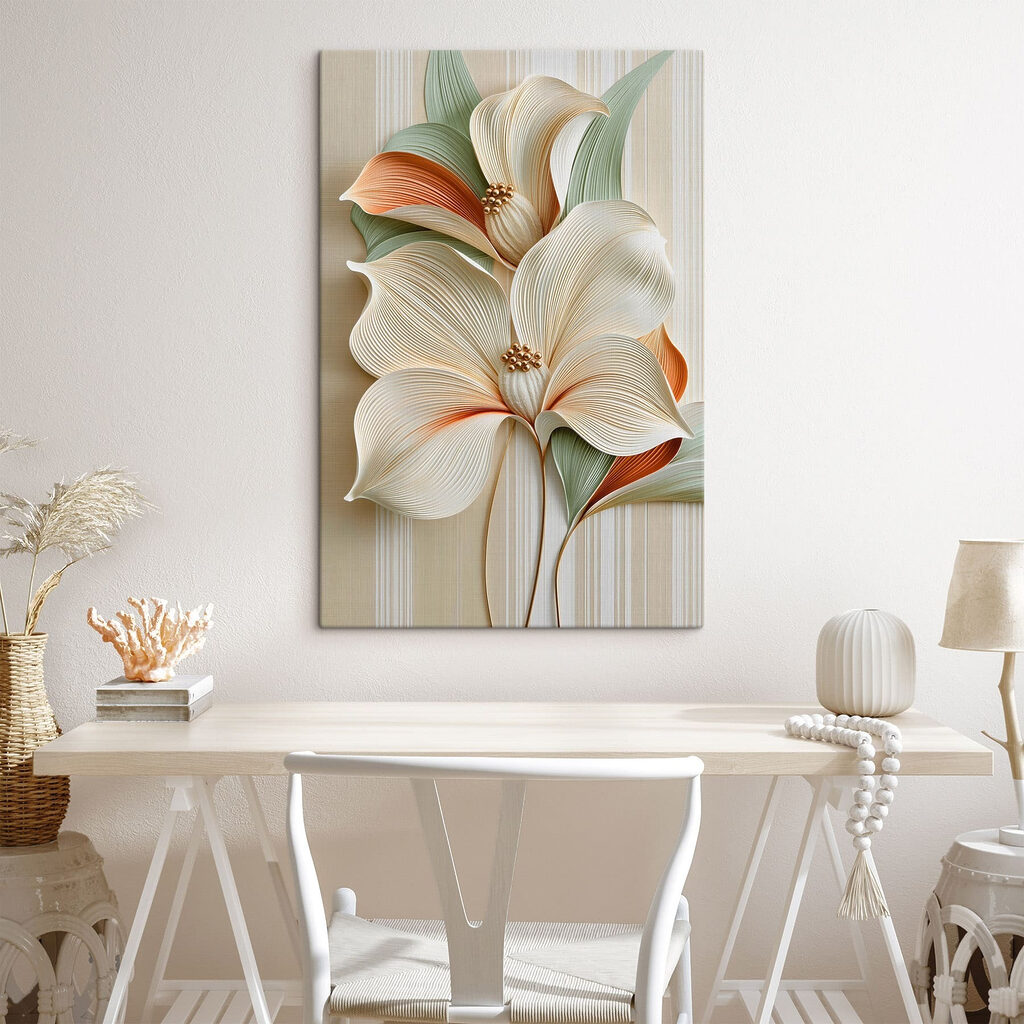 Flores em folhas curvas — interior 1