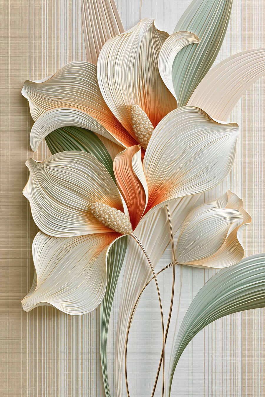 Flores creme sobre verde — design completo