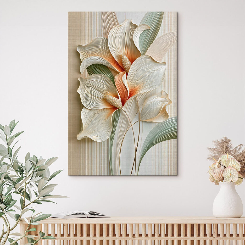Flores creme sobre verde — interior 1
