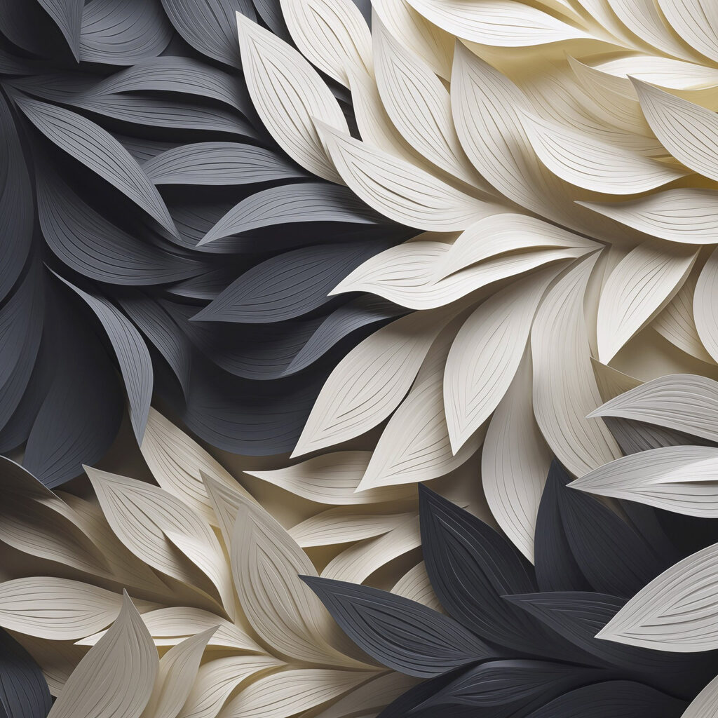Nervuras brancas em antracite — design completo