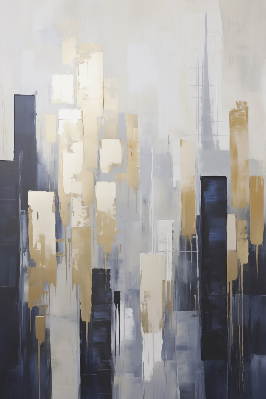 Torres brancas sobre azul-noite — design completo