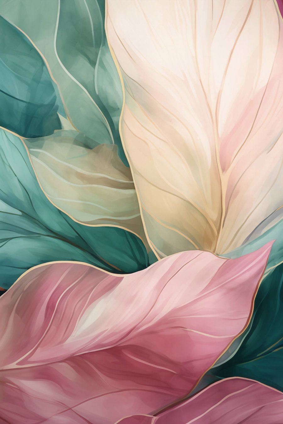 Folhas verde-esmeralda e rosa — design completo
