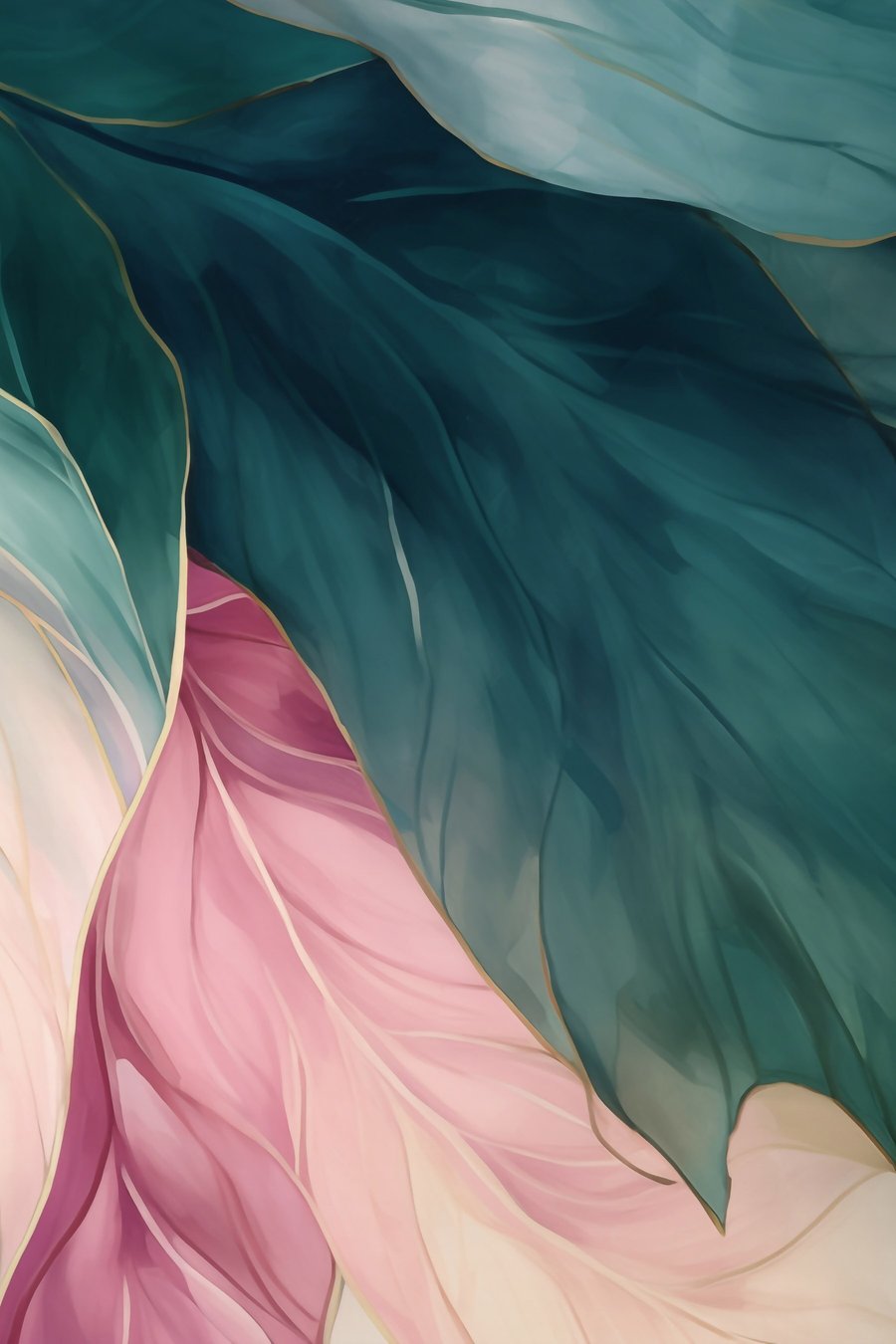 Folhas turquesa e rosa-pó — design completo