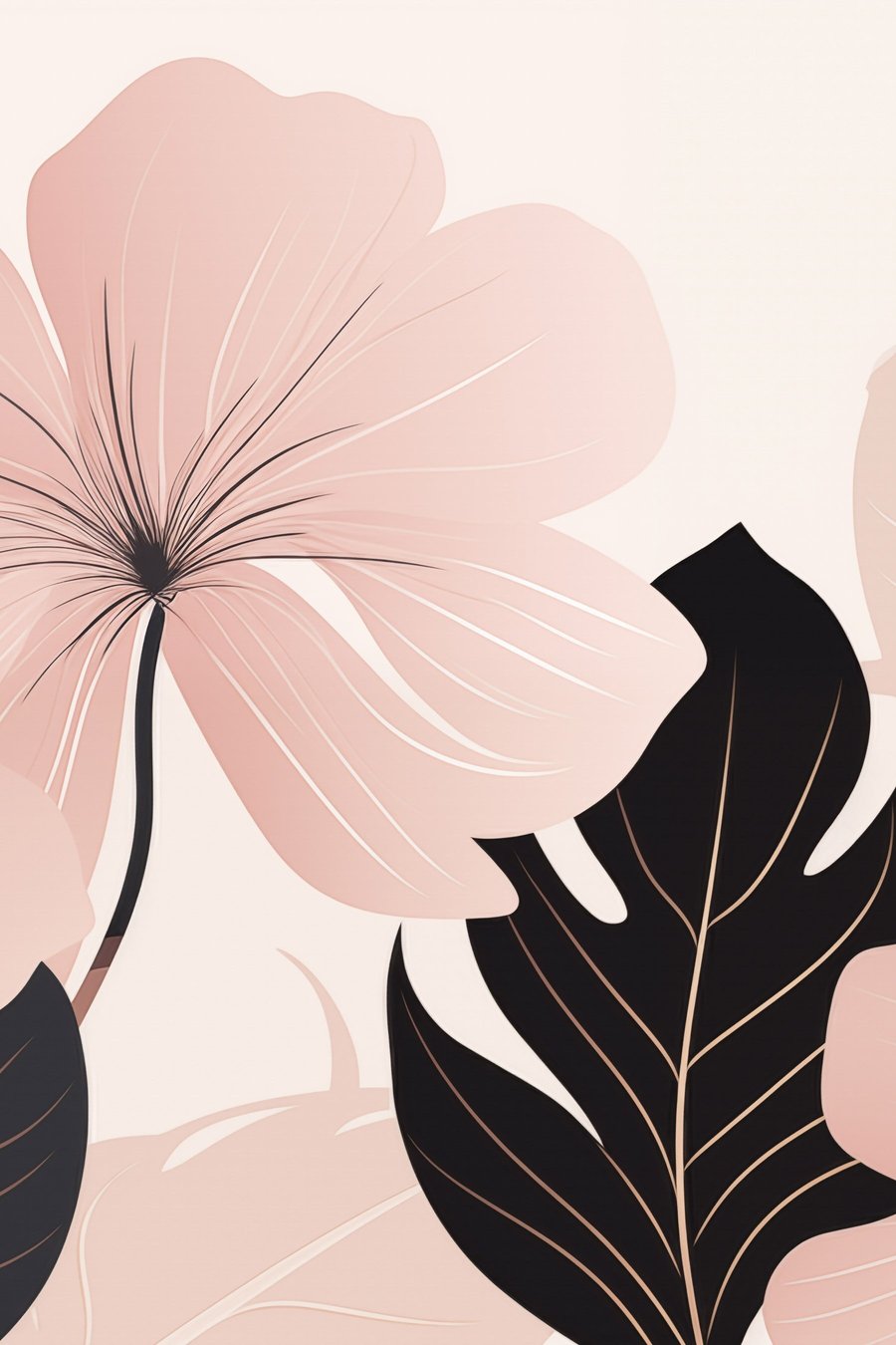 Flor rosa, folha escura — design completo