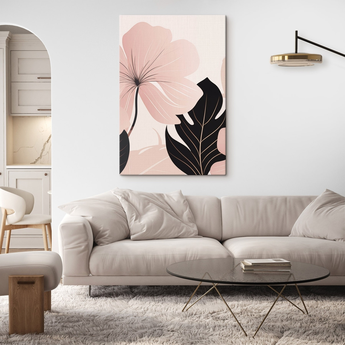 Flor rosa, folha escura — interior 2