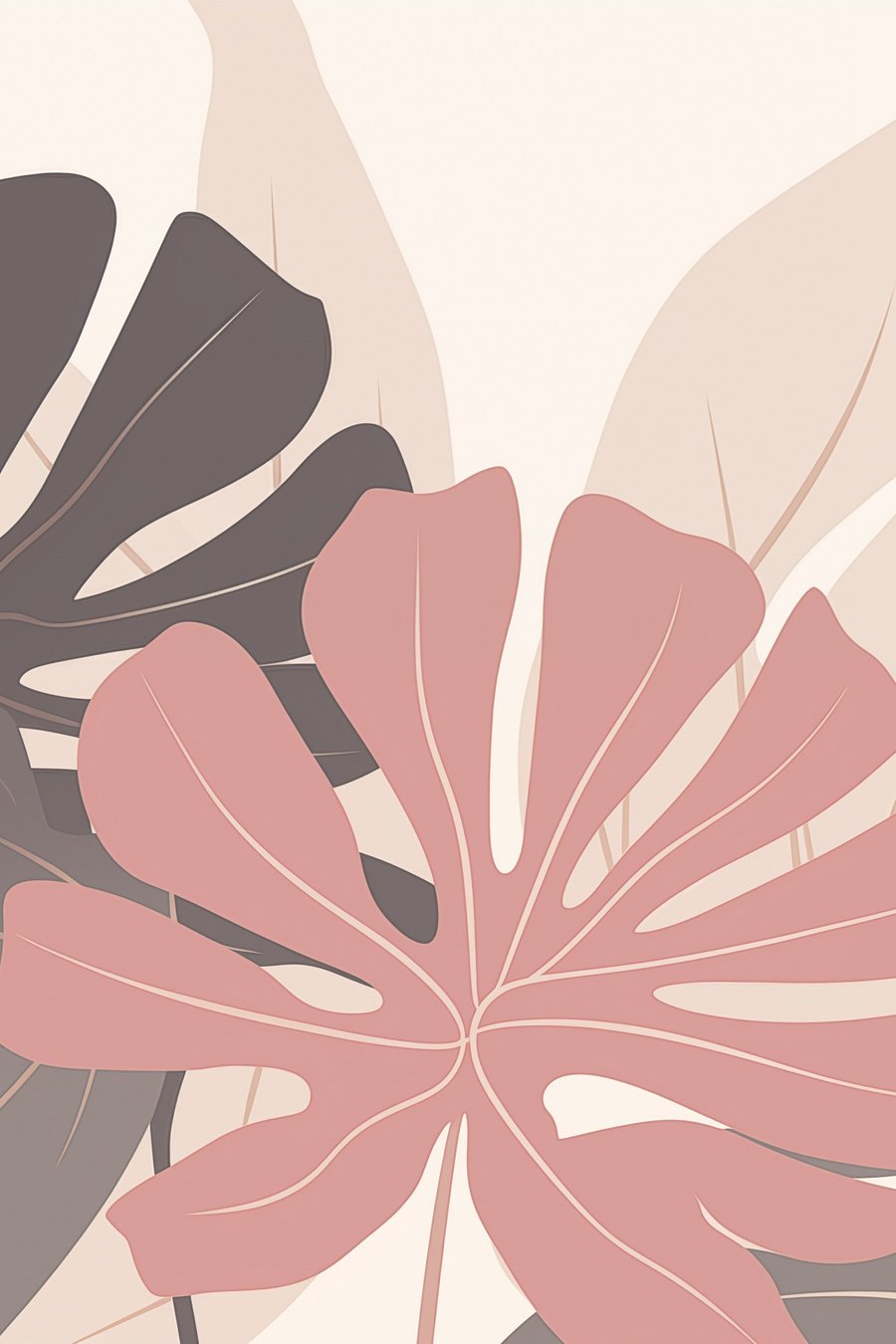 Folhas tropicais rosa-cinzentas — design completo