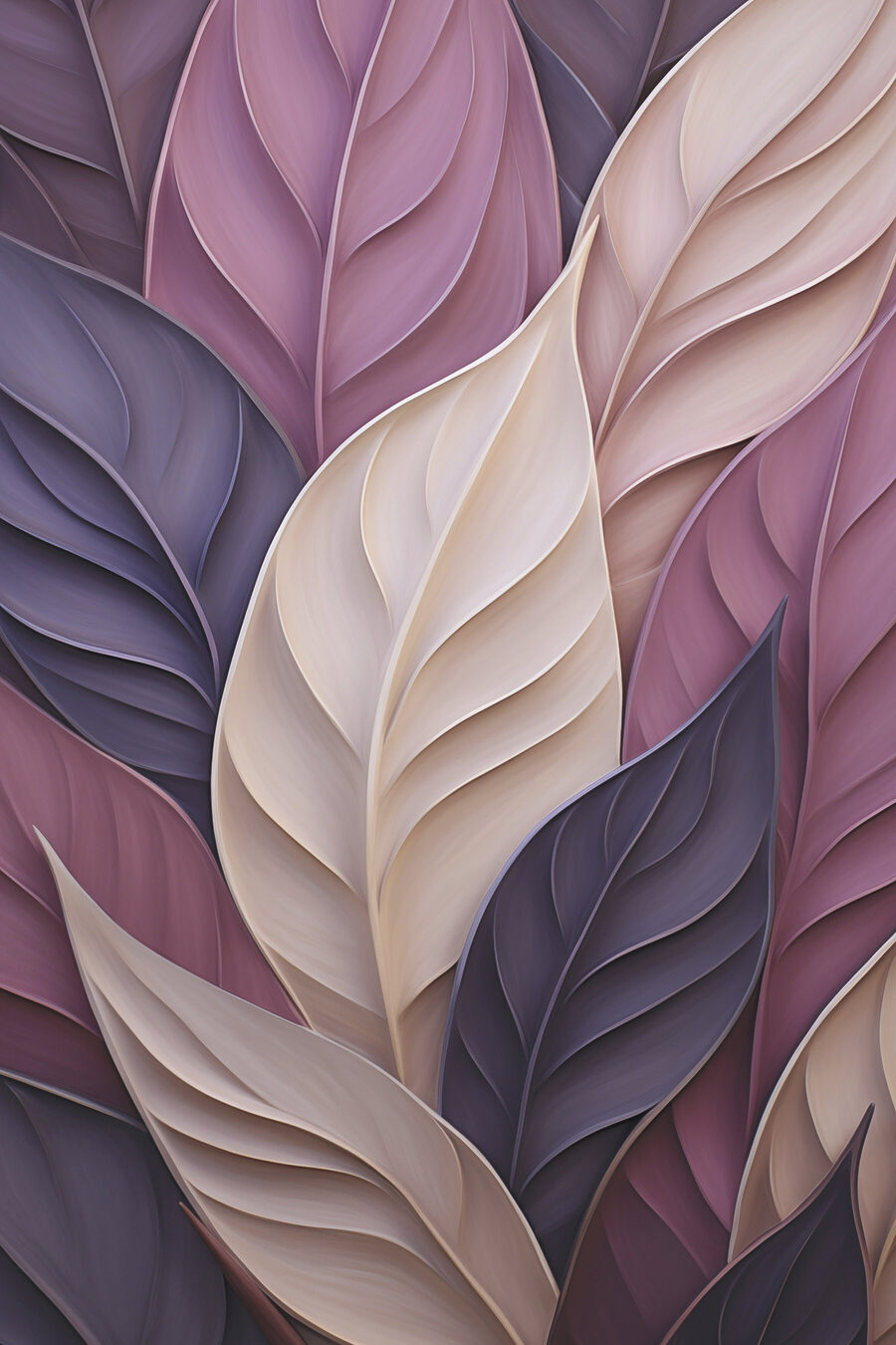 Folhas roxas sobre creme — design completo