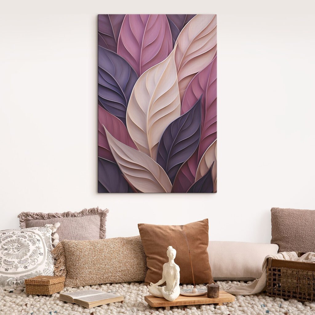Folhas roxas sobre creme — interior 2
