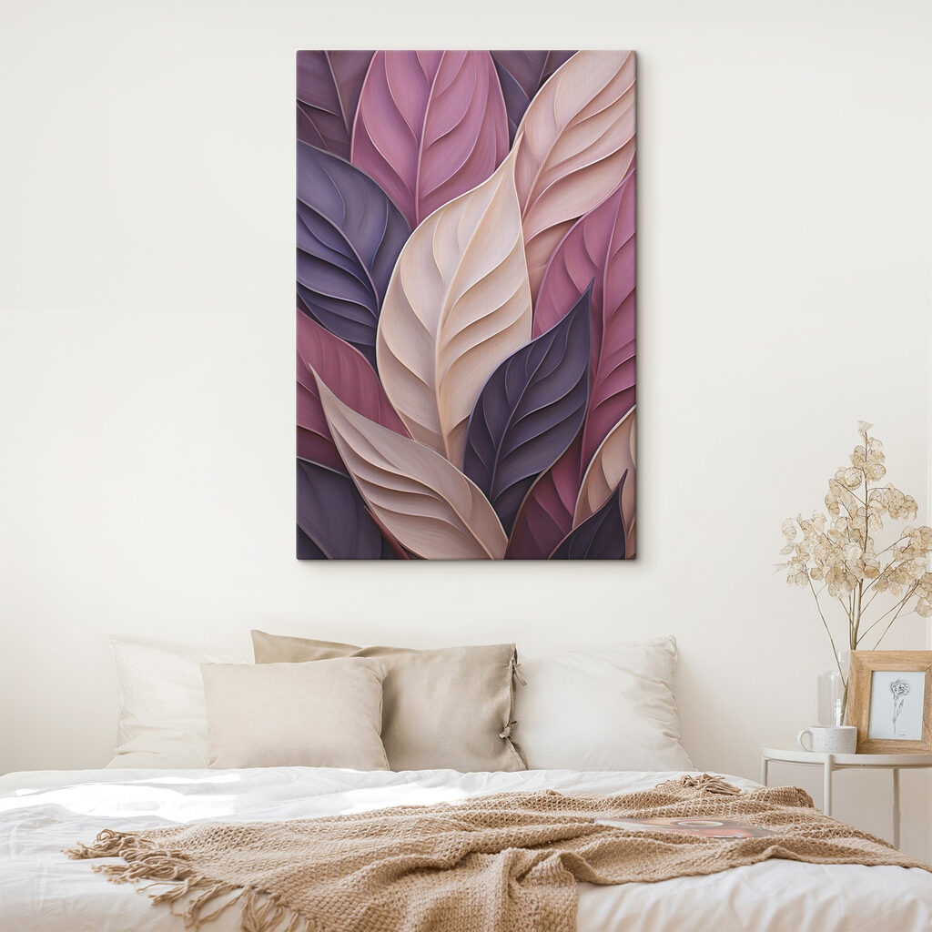 Folhas roxas sobre creme — interior 1