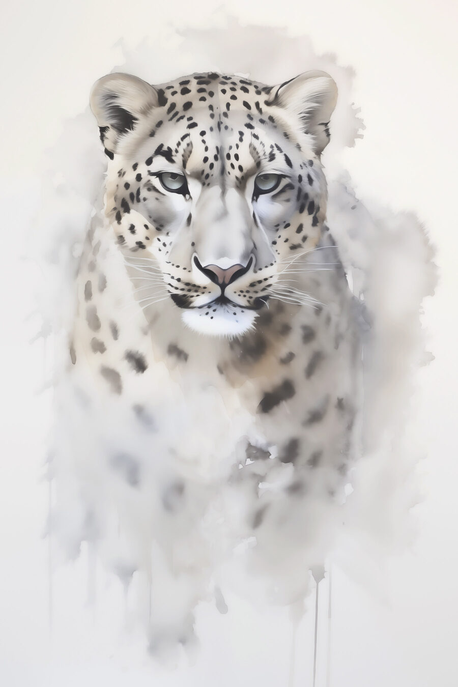 Leopardo-das-neves em tons claros — design completo