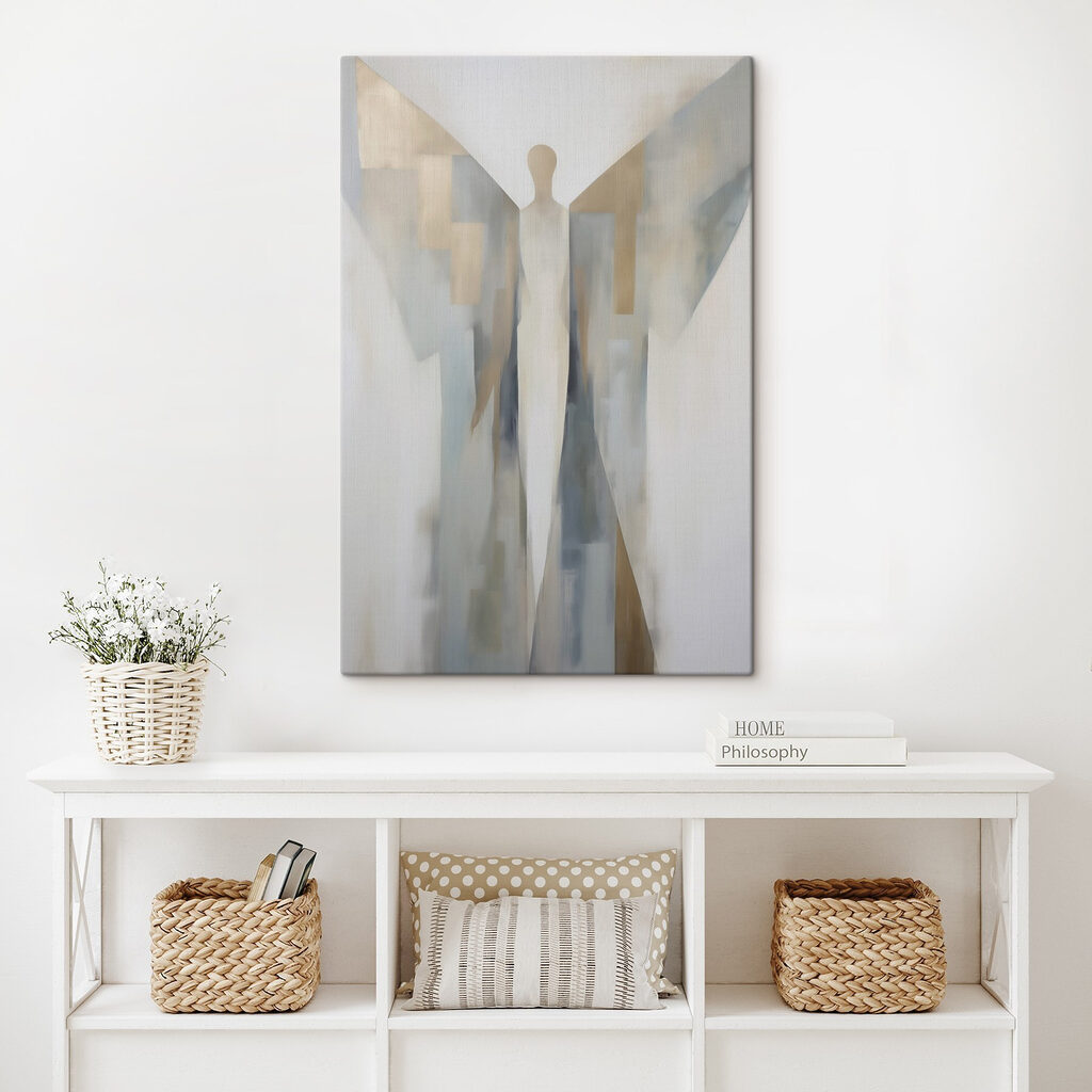 Anjo entre faixas claras — interior 1