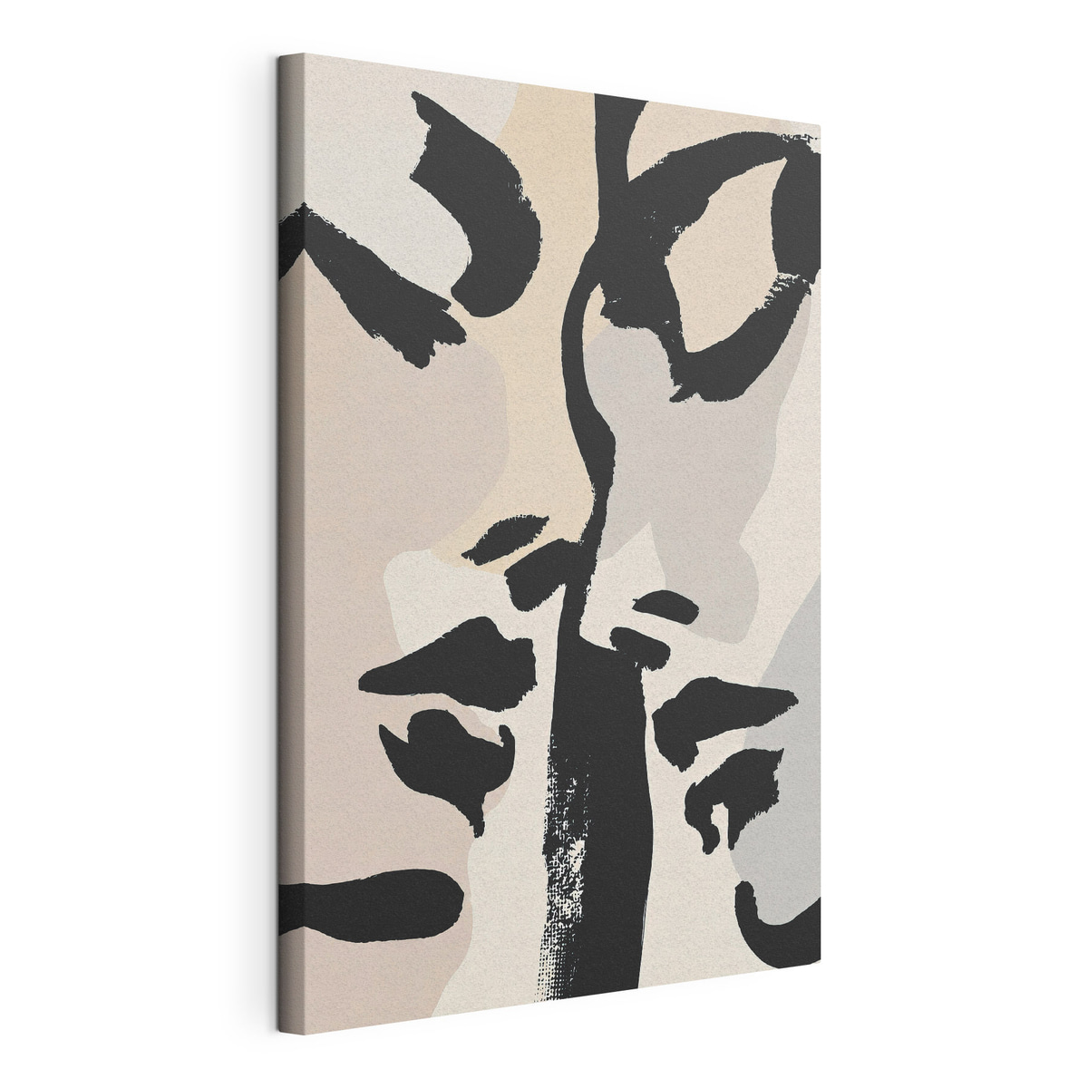 Rostos abstratos, tela esticada e borda contínua