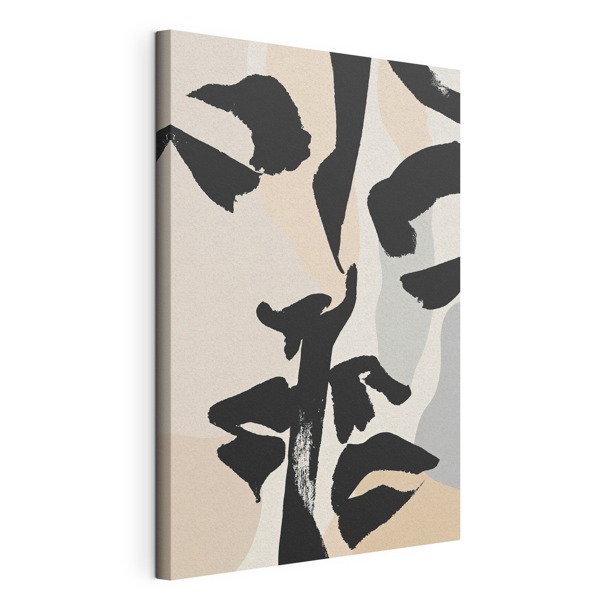 Rostos abstratos, tela esticada e borda contínua