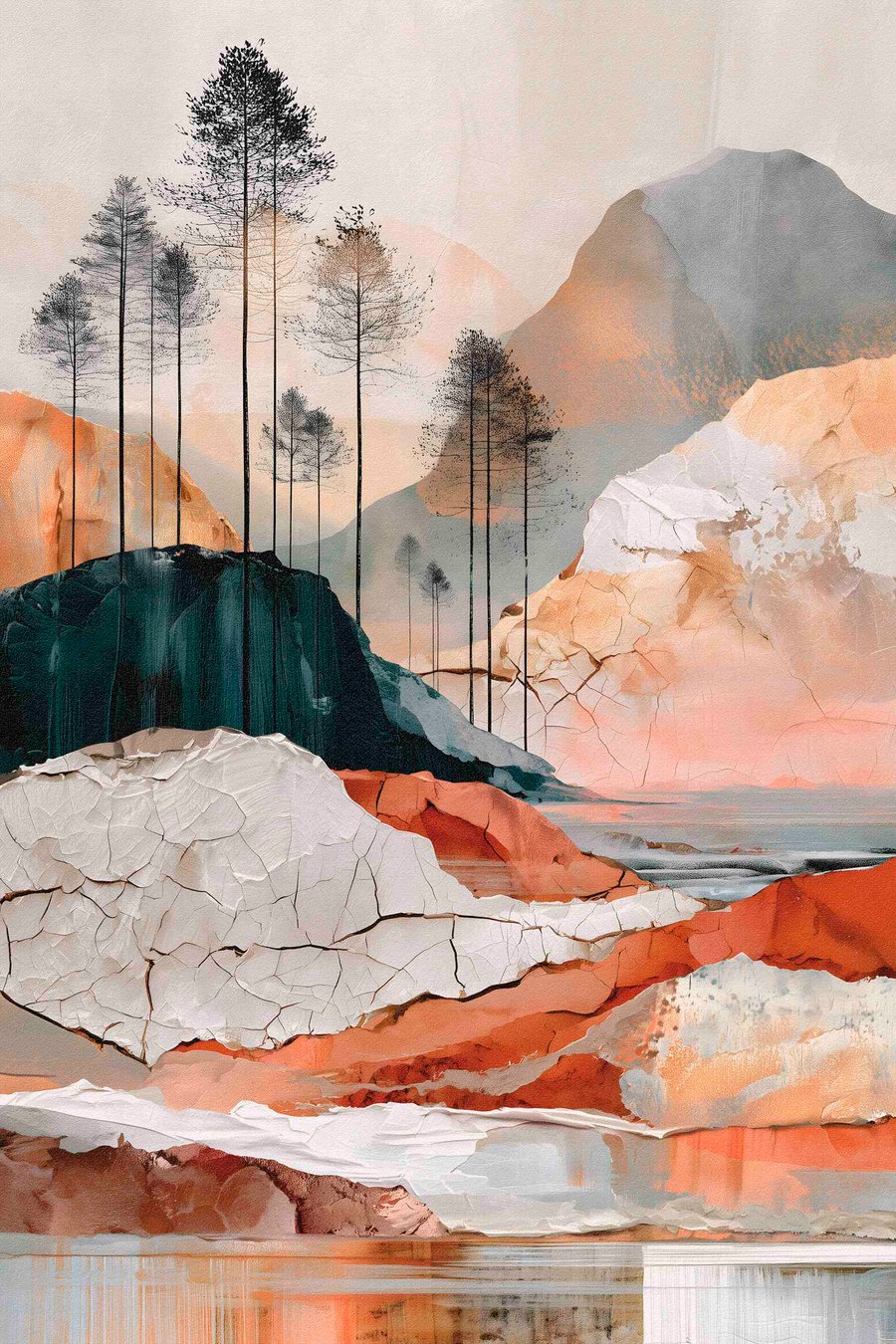 Paisagem abstrata com árvores — design completo