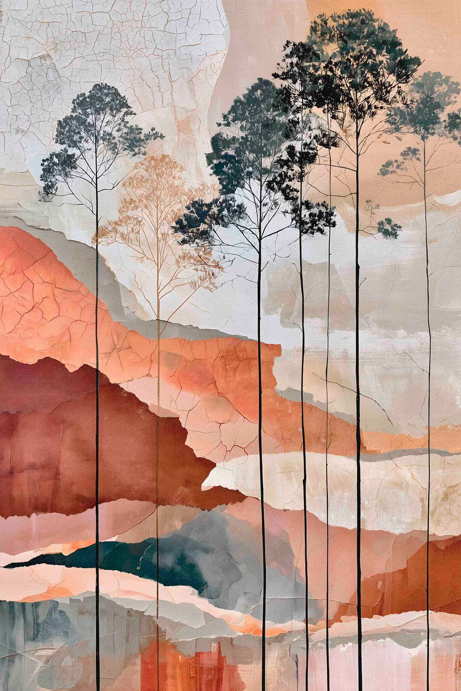 Árvores em textura abstrata — design completo