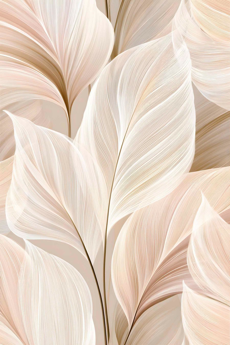 Folhas delicadas em bege — design completo