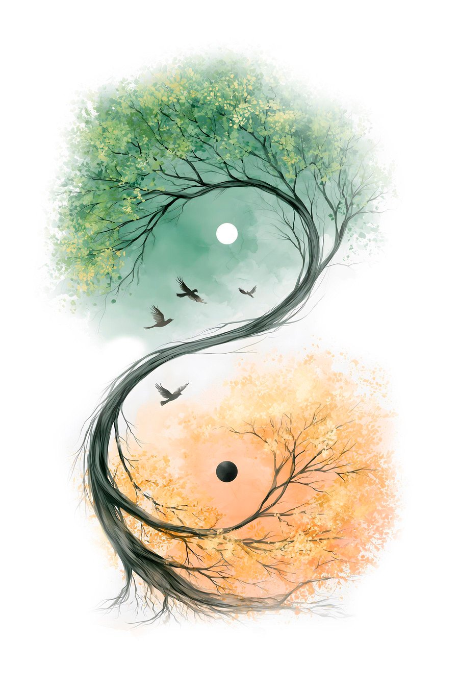 Árvore em yin-yang — design completo
