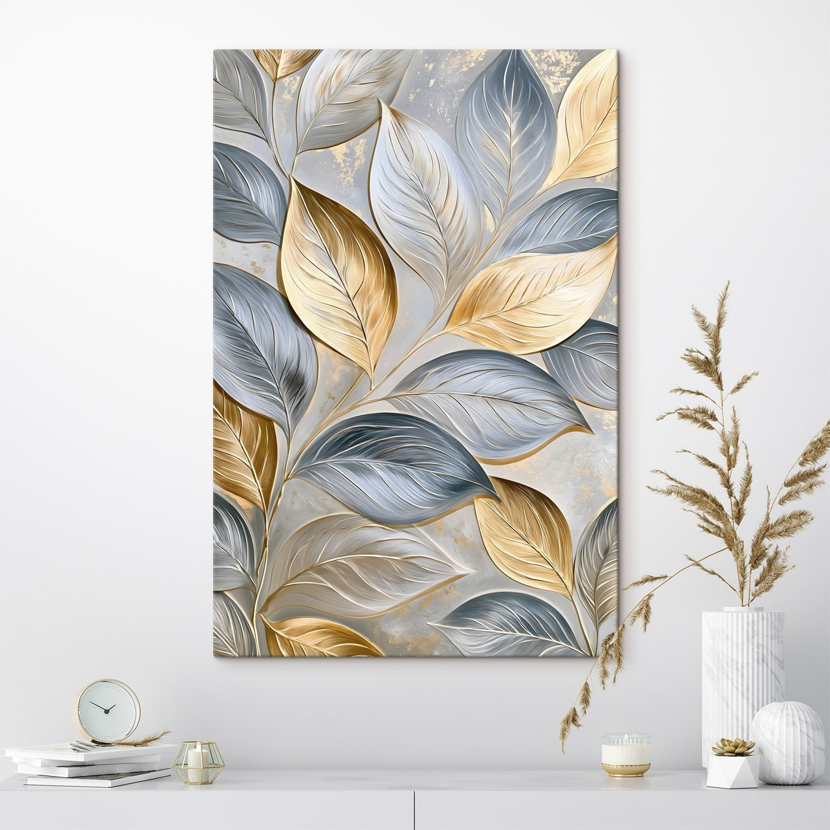 Folhas em estilo pictórico num interior
