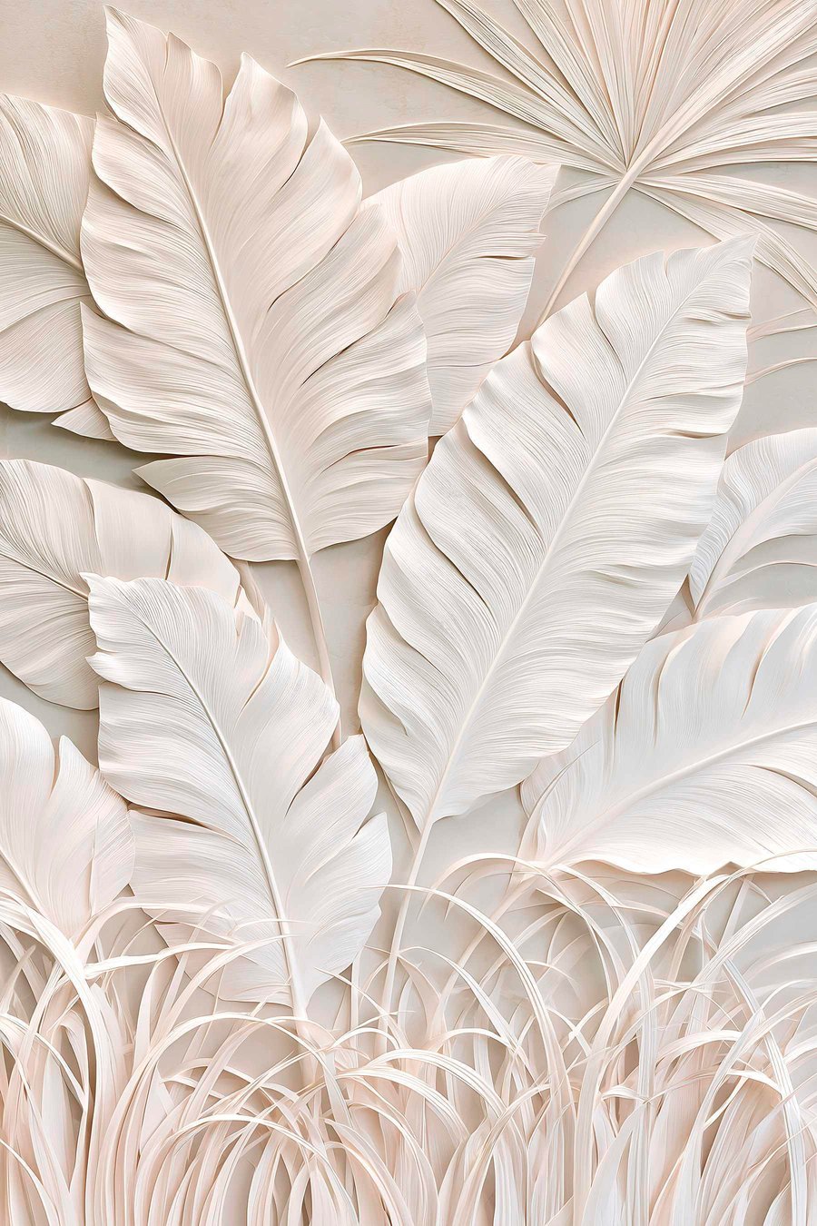 Folhas tropicais em baixo-relevo — design completo