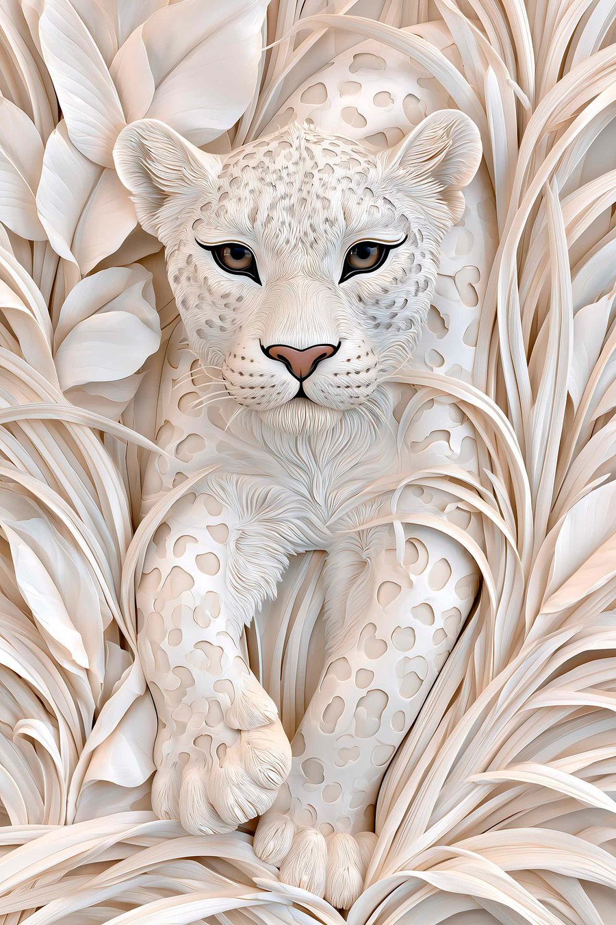 Leopardo em baixo-relevo — design completo