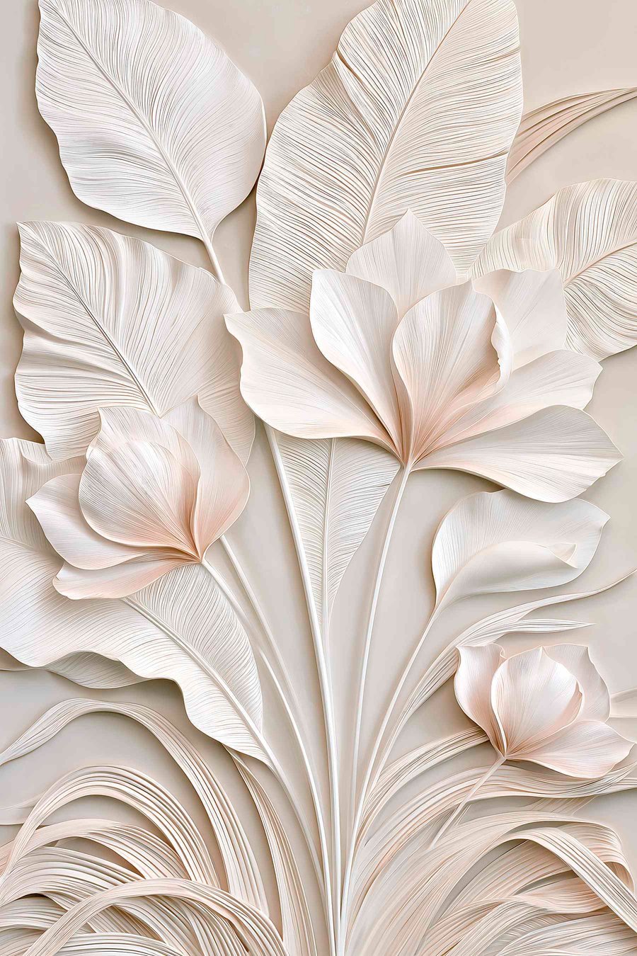 Flores tropicais em baixo-relevo — design completo