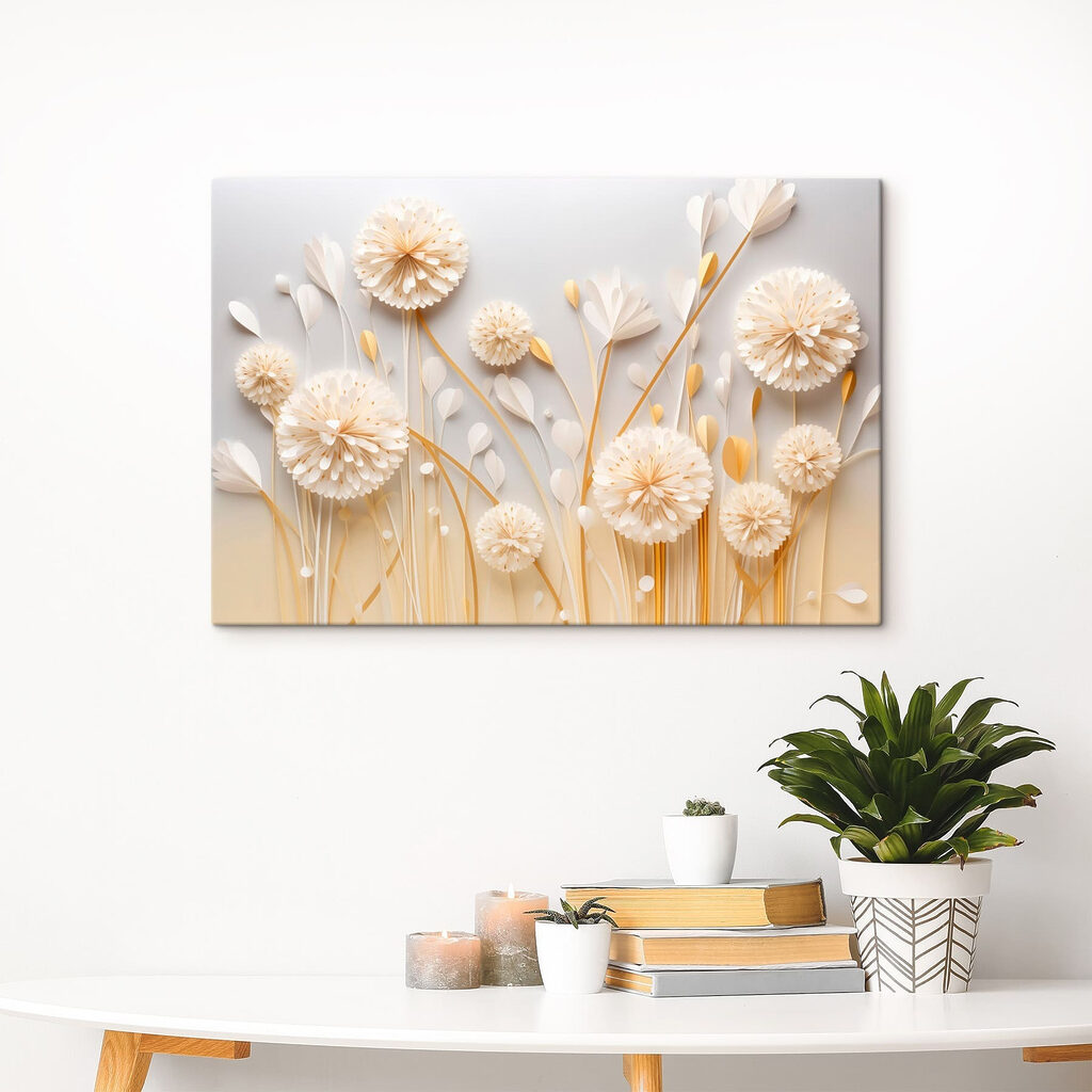 Umbelas brancas sobre dourado — interior 3