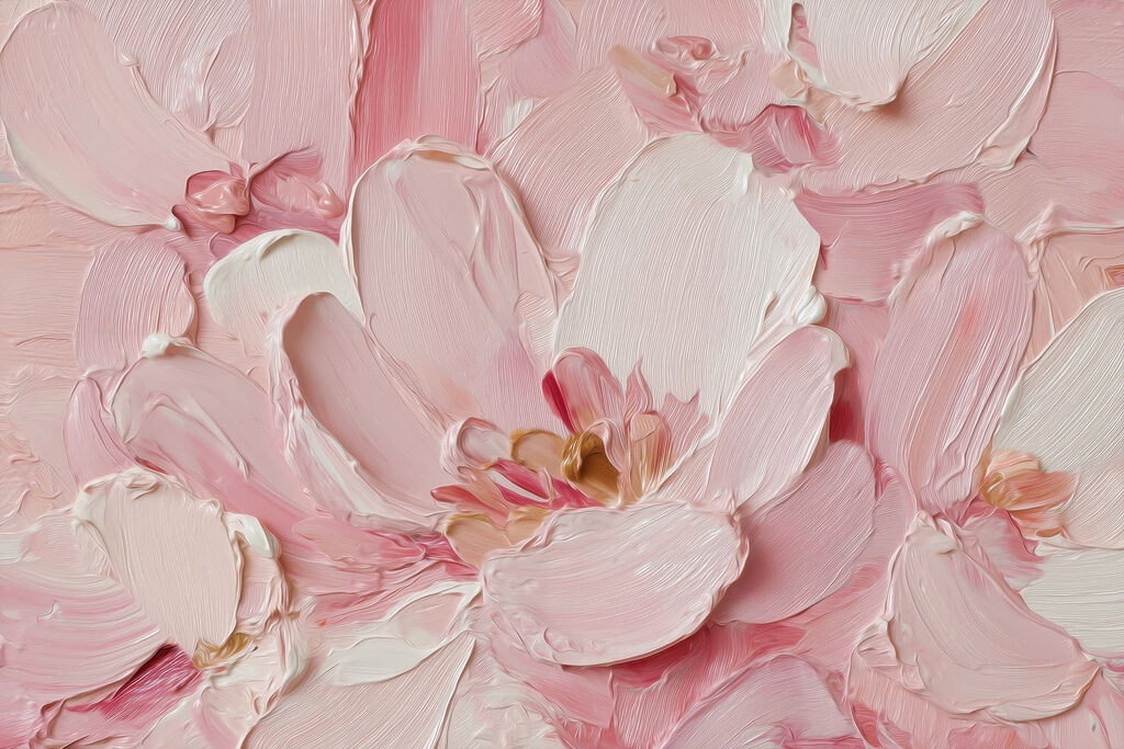 Flores cor-de-rosa em relevo — design completo