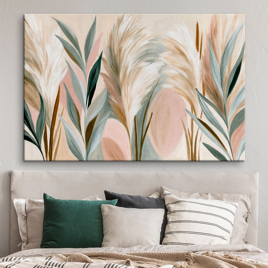 Plumas entre folhas longas — interior 1