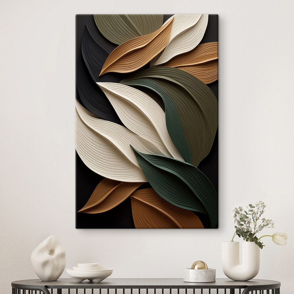 Folhas pregueadas em preto — interior 1